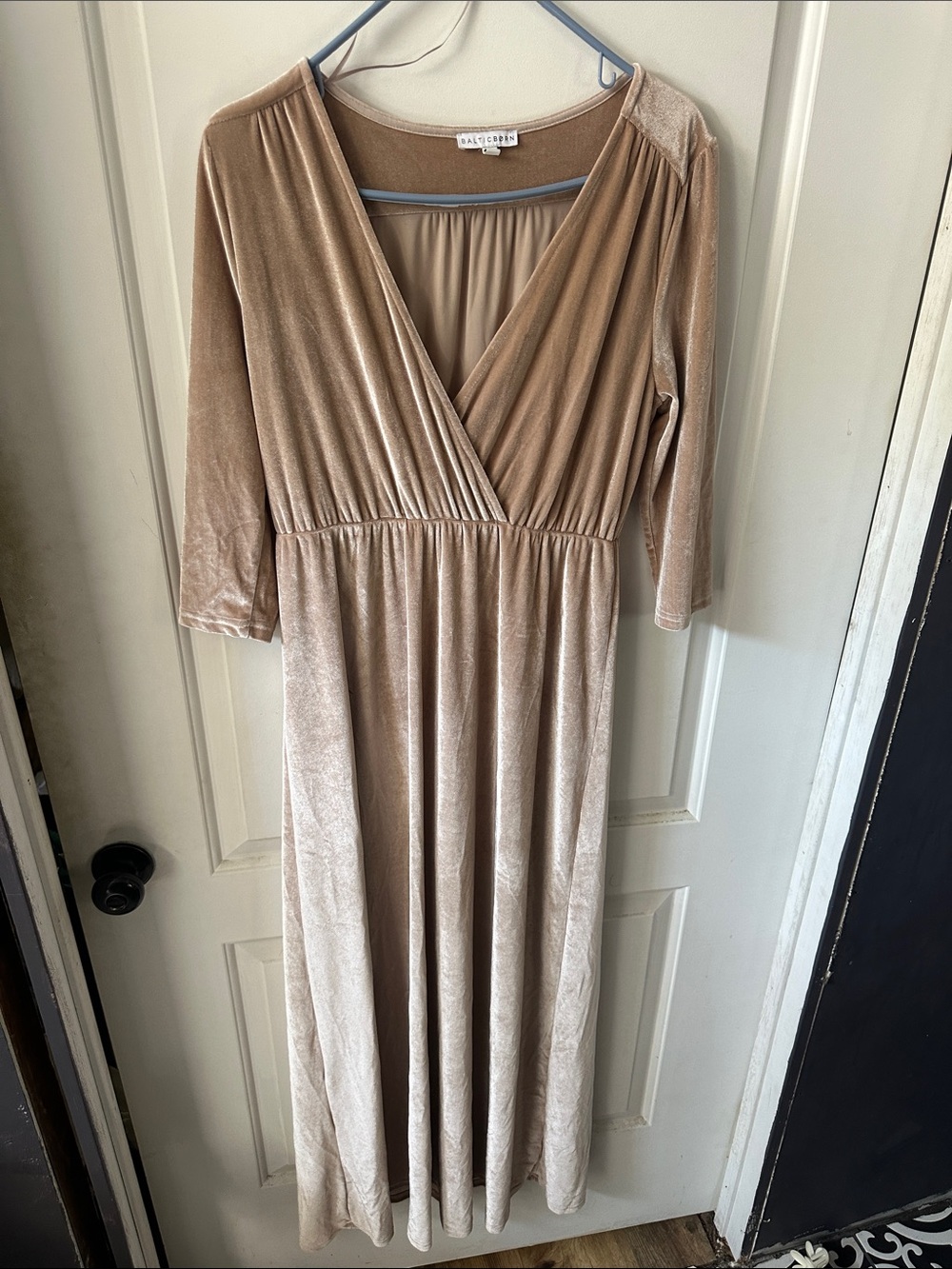 Baltic Born Champagne Velvet Surplice Maxi Dress